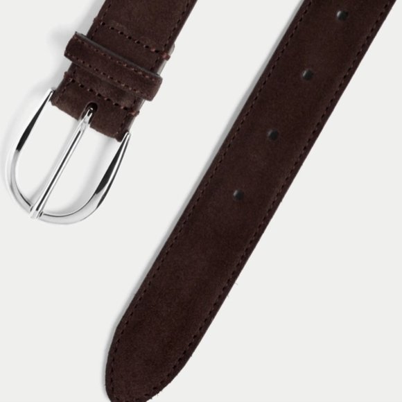 Dark Brown Italian Calf Suede Belt - Picture 2 of 5